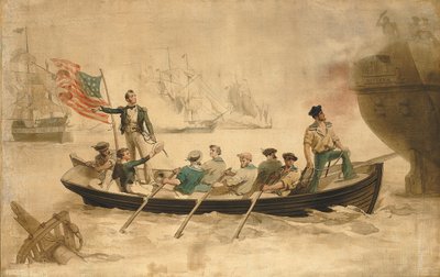 Perry przenosi swoją flagę na Niagarę autorstwa Unidentified