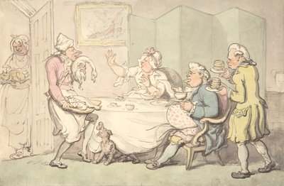 Para przy stole ze sługami, XVIII-XIX w. autorstwa Unknown,Unknown.