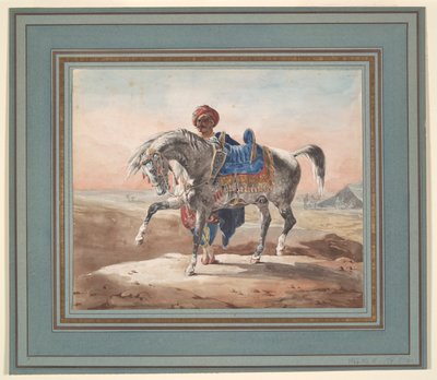 Arab stojący przy koniu autorstwa Unknown