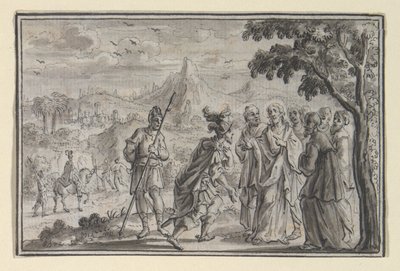 Centurion błaga Chrystusa (?) (Łk 7, Mt 8), jedna z czterech scen z Życia Chrystusa autorstwa Unknown