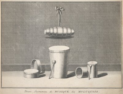 Różne instrumenty muzyczne Moluccan autorstwa Unknown