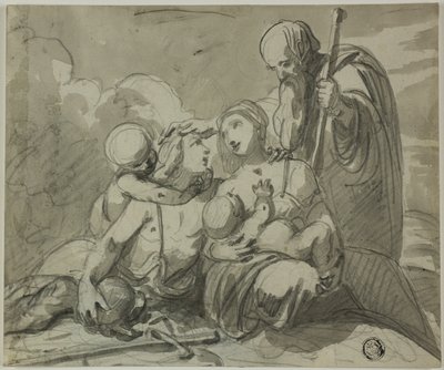 Święta Rodzina z Wojownikiem Saint autorstwa Unknown