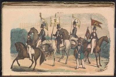 Stroje i sztandary gwardii honorowych Delfzijl, Zwolle, Deventer, Medemblik, Winschoten i Texel, 1840-1842 VIII. Grupa (tytuł na obiekcie) autorstwa Unknown