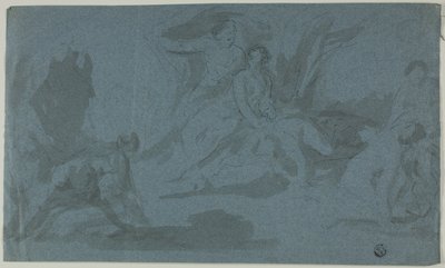 Scena mitologiczna z kąpiącą się kobietą autorstwa Unknown