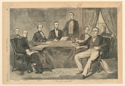 Prezydent Lincoln i jego członkowie gabinetu w Waszyngtonie, z „Harper