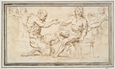 Satyr i młody mężczyzna siedzący z Putti autorstwa Unknown
