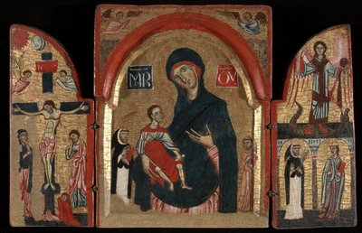 Tryptyk: Dziewica z Dzieciątkiem ze świętymi Dominikiem i Franciszkiem; Ukrzyżowanie; Święty Michał ze świętymi Piotrem Męczennikiem i Katarzyną Aleksandryjską autorstwa Unknown