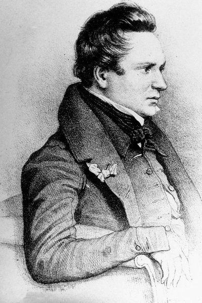 Victor Hugo (1802-1885) pisarz francuski, tutaj w 1832 roku, rycina Georges