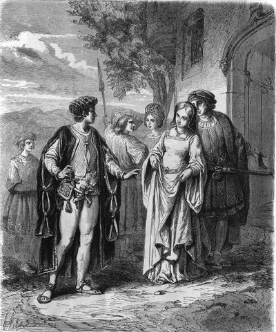 Stroje z XV wieku. Grawerowanie z XIX wieku. autorstwa Unknown artist