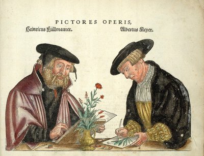 2 artystów, którzy zilustrowali książkę, Albert Meyer i Veit Rudolph Speckle, „” De Historia Stirpium commentarii insignia,…” Leonharta Fuchsa autorstwa Unknown artist