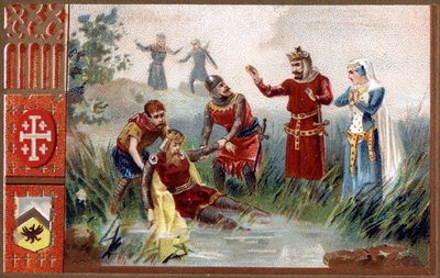 III krucjata: Odkryto ciało cesarza Fryderyka Barberossy (niemieckiego cesarza rzymskiego) w rzece Selef w 1190 roku. autorstwa Unknown artist