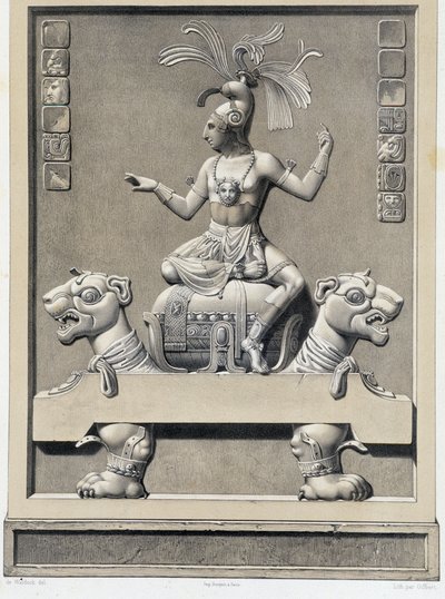 Król na Sofie – w „”Ancient Monuments of Mexico: Palenqué and Other Ruins of the Ancient Civilization of Mexico”” Brasseur de Bourbourg, Paryż autorstwa Unknown artist