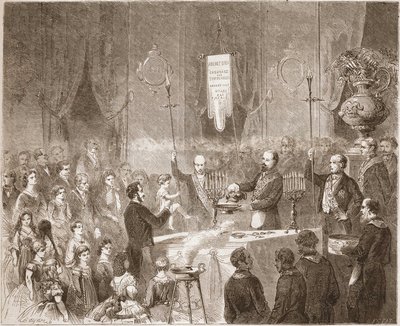 Maconnic Bapteme w loży Fraternelle Amitive w 1861 r. autorstwa Unknown artist