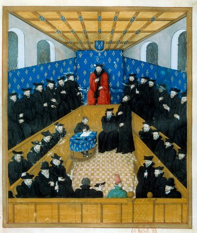 Sąd w XV wieku. Miniaturowy. Paryż, B N autorstwa Unknown artist