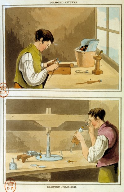 Przecinarka diamentowa. XIX-wieczna rycina Paryż, B.N. autorstwa Unknown artist