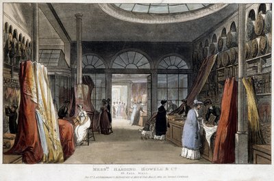Sklep z tkaninami w Londynie (Anglia) - Litografia około 1800 autorstwa Unknown artist