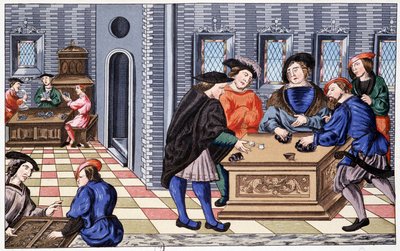 Dom gier w epoce renesansu oparty na miniaturze o Vélin: gra od teraz. Chromolitografia XIX wiek autorstwa Unknown artist