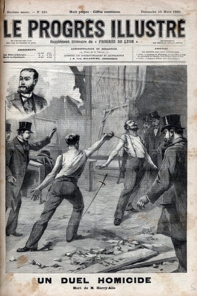 Pojedynek zabójstwa – 1 marca 1895 r. odbył się pojedynek z szałami między dwoma członkami Komitetu Afryki Francuskiej, którzy byli wcześniej dobrymi towarzyszami, Alfredem Le Chatelierem i Hippolyte Percherem, alias Harrym Alisem, i tym autorstwa Unknown artist