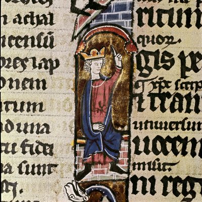 Asystent króla przy odbudowie świątyni jerozolimskiej Fragment strony rękopisu Biblii św. Ludwika. XIV-wieczna Biblioteca Comunale Assises, Włochy autorstwa Unknown artist