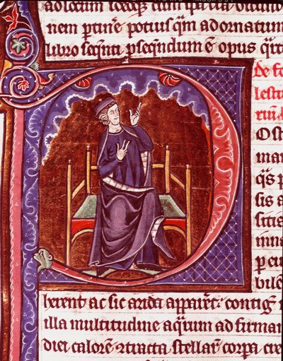 Mnich sporządzający miniaturowe relacje z rękopisu „Speculum historiale” Vincenta de Beauvais (1184/94-1264) Laon XIII w., biblioteka miejska autorstwa Unknown artist