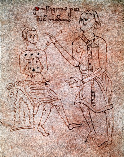 Neurolog bada układ nerwowy pacjenta w miniaturze z rękopisu „De surgia” XIII-wieczna Wenecja Biblioteca Marciana autorstwa Unknown artist