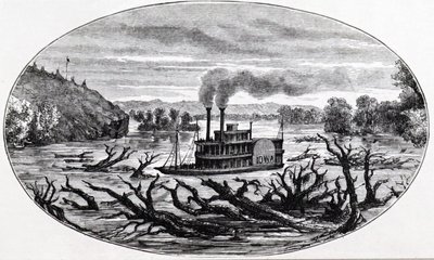 Parowiec wiosłowy na górnym Missouri autorstwa Unknown artist