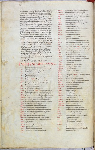 Strona z XI-wiecznej Biblii z incipitem rozdziału Księgi Liczb autorstwa Unknown artist