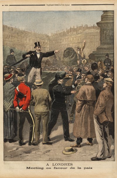 Spotkanie pokojowe w Transwalu na Trafalgar Square w Londynie. Grawerowanie w „”Le petit journal”” 8.09.1899. Kolekcja Selva. autorstwa Unknown artist