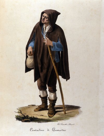 Chłop z regionu Camastra na Sycylii. autorstwa Unknown artist