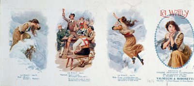 Seria winiet ilustrujących operę La Wally (litografia) autorstwa Unknown artist