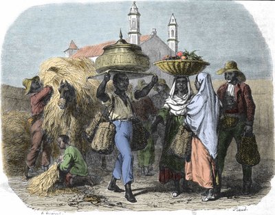 Podróżujący sprzedawca chleba na Kubie, rycina 1870 autorstwa Unknown artist