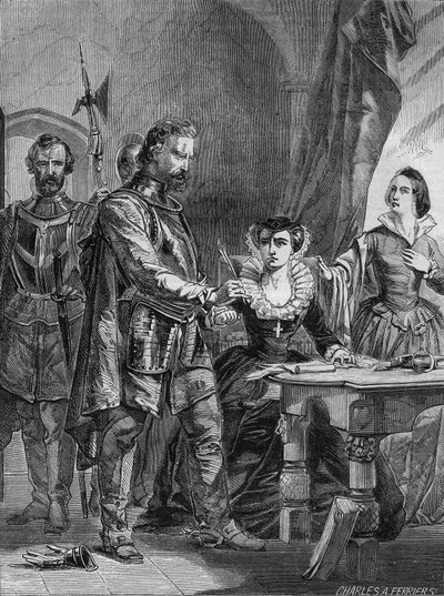 Abdykacja Marii I Stuart (1542-1587), królowej Szkocji i Francji (1559-1560). Grawerowanie z 1861 roku. autorstwa Unknown artist