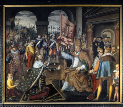 Wyrzeczenie Henryka IV (1553 - 1610) w 1572 r. - anonimowy obraz z XVI w., Katedra w Tournai autorstwa Unknown artist