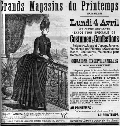 Reklama domów towarowych Printemps w Paryżu, w Le Monde Illustrée 1887. autorstwa Unknown artist