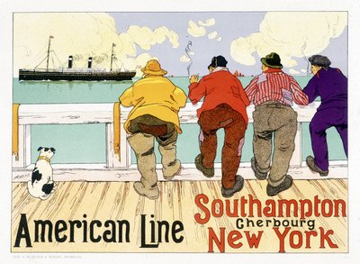 Plakat reklamowy American Line “Southampton, Cherbourg, New York” w “Pictorial Placard””, Bruksela autorstwa Unknown artist