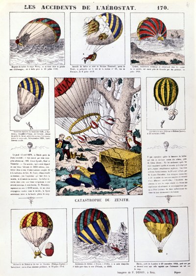 Wypadki aerostatów. Ilustrowany wykres XIX wieku. autorstwa Unknown artist