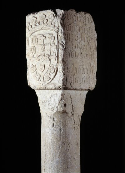 Sztuka afrykańska: fragment filaru opętania znanego jako Saint Augustine erige przez portugalskiego odkrywcę Diogo Cao (lub Diego Cam) w południowej Angoli. 1486. Lizbona, Narodowe Muzeum Sztuki Starożytnej autorstwa Unknown artist