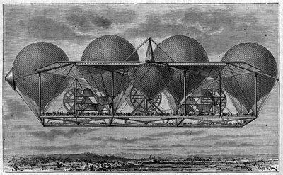 Projekt sterowca wynalazcy Ernesta Petina 1812-1878). Grawerowanie w „Dzienniku młodości”” autorstwa Unknown artist