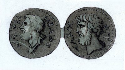 Alcée (w. 630 - w. 580 p.n.e.). Grecki poeta. Grawerowanie z początku XIX wieku. autorstwa Unknown artist