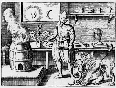 Alchimie - La flamamme - Grawerowanie z 1659 r. w „L