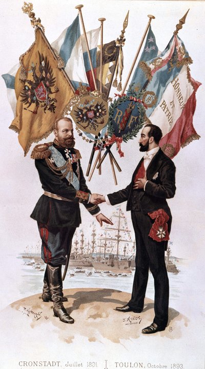 Aleksander III przy podpisaniu francusko-rosyjskiej umowy handlowej (Kronsztad 1891 - Tulon 1893), kolekcja Bianchetti autorstwa Unknown artist