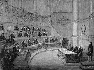 Alexandre (Alexandre) Volta przeczytał przed akademią nauk swoją tezę na stosie w obecności pierwszego konsula Bonaparte 18 listopada autorstwa Unknown artist