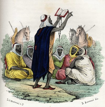 Algieria. Emir Abd el Kader (Abd-el-Kader lub ibn Muhyi al-Din al-Hasani (al Din al-Hasani) (1808-1883) wezwał do pierwszego dżihadu (świętej wojny) w 1832 roku. Algeri””, Leone Galibert, t. 2 autorstwa Unknown artist