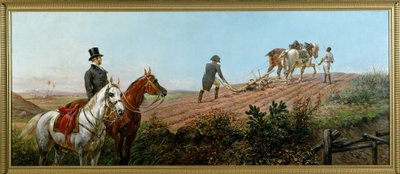Alegoria przedstawiająca Napoleona orającego pod okiem czarnego służącego w St. Helena, olej na płótnie Olivier Pichat (1825 - 1912) autorstwa Unknown artist