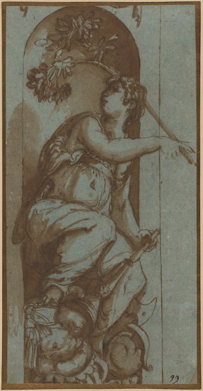 Alegoria pokoju (pióro, brązowy tusz i tusz na niebieskim papierze; odłożone) autorstwa Unknown Artist