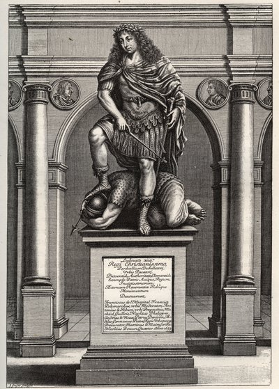 Alegoria przedstawiająca króla Ludwika XIV (1638-1715) miażdżącego wrogów. Rycina J. Frosne z 1653 r. Ze zbiorów prywatnych. autorstwa Unknown artist