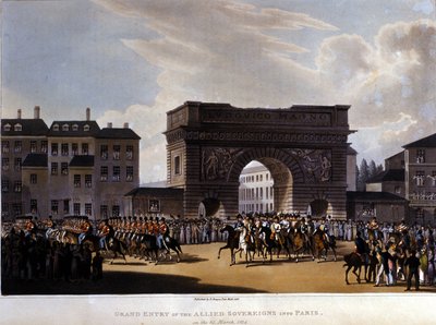 Alianci wkroczyli do Paryża 31 marca 1814 r. (Rosja Aleksander I, cesarz austriacki Franciszek I i król pruski Fryderyk Wilhelm III.) grawerowanie z 1826 r. autorstwa Unknown artist