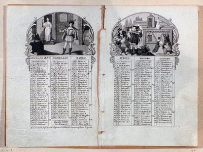 Kalendarz almanachowy z roku 1837 ozdobiony scenami opery La sonnambula autorstwa Vincenzo Belliniego autorstwa Unknown artist