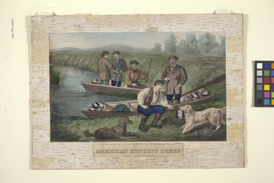 Polimento American Hunting Scene (litografia colorida à mão) autorstwa Unknown artist