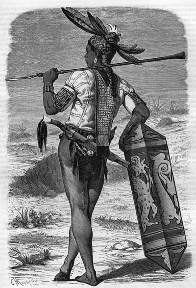 Indigene Dayak mieszkający w Saravaku w Malezji w XIX wieku w „Dzienniku Młodzieży” z 1888 roku. autorstwa Unknown artist